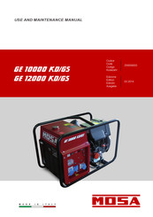 Mosa GE 12000 KD/GS Use And Maintenance Manual