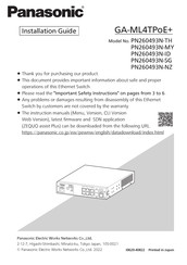 Panasonic PN260493N-MY Installation Manual