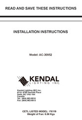 Kendal Lighting AC-30952 Installation Instructions Manual