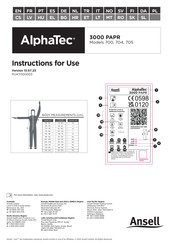 Ansell Alphatec 3000 PAPR Instructions For Use Manual