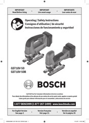 Bosch GST18V-50 Operating/Safety Instructions Manual