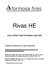 Formosa Fires Rivas HE AHEC SN Series Installation, Maintenance & User Instructions