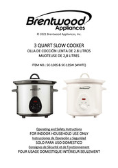 Brentwood Appliances SC-130S Operating Instructions Manual