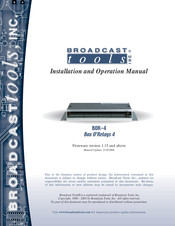 Broadcast Tools BOR-4 Installation And Operation Manual
