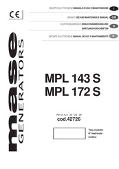 Mase Generators MPL 143 S Use And Maintenance Manual
