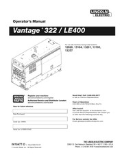 Lincoln Electric Vantage 322 Operator's Manual
