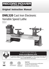 Record Power DML320 Original Instruction Manual