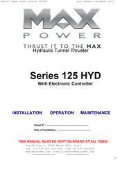 MAX power 125 HYD Series Installation Operation & Maintenance