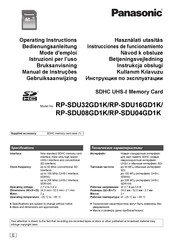 Panasonic RP-SDU04GD1K Operating Instructions Manual