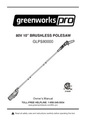 GreenWorks Pro GLPS80000 Owner's Manual
