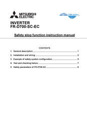 Mitsubishi Electric FR-D700-SC-EC Safety Stop Function Instruction Manual