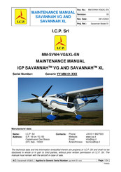 ICP SAVANNAH XL Maintenance Manual