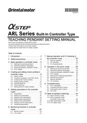 Oriental motor alphaSTEP ARL Series Setting Manual