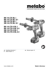Metabo BS 18 LTX BL I Operating Instructions Manual