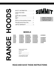 Summit LHC20SSADA Owner's Manual & Installation Instructions