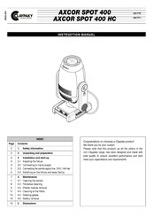 ARRI CLAYPAKY AXCOR SPOT 400 Instruction Manual