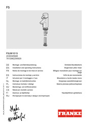 Franke F5LM1015 Installation And Operating Instructions Manual
