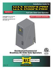 Maximum Controls MAX 1200FS PRO Installation Manual