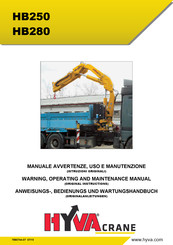 Hyva HB250 Warning, Operating And Maintenance Manual