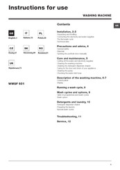 Hotpoint Ariston WMSF 601 Instructions For Use Manual