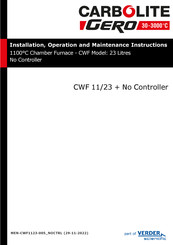 VERDER Carbolite Gero CWF 11/23 Installation, Operation And Maintenance Instructions