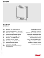 KWC 2000101040 Installation And Operating Instructions Manual