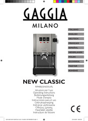Gaggia Milano NEW CLASSIC Operating Instructions Manual