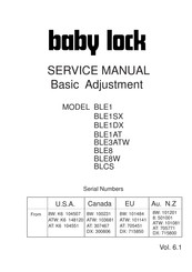 Baby Lock Evolve BLE8 Service Manual
