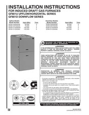 Rheem GF801U125AS60 Installation Instructions Manual