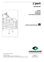 Hanskamp L'port Installation And Operating Instructions Manual