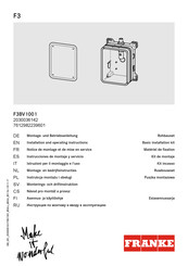 Franke F3BV1001 Installation And Operating Instructions Manual