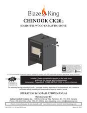 Blaze King CHINOOK CK20.2 Operation & Installation Manual