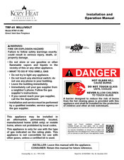 kozy heat MILLIVOLT TRF-41-MV Installation And Operation Manual