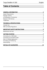Targa DataBox IV 320 Manual