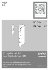 Assa Abloy effeff 843 Installation And Mounting Instructions