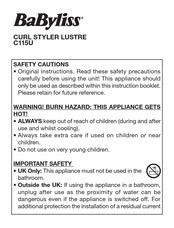 BaByliss CURL STYLER LUSTRE Manual