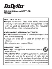 BaByliss BIG HAIR DUAL AIRSTYLER Manual