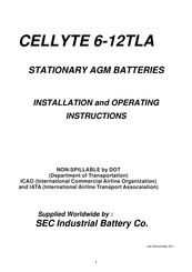 SEC CELLYTE 6-12TLA Installation And Operating Instructions Manual