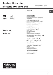Hotpoint Ariston AQUALTIS AQ94D 49D Instructions For Installation And Use Manual