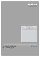 Asko OP86331BG Instructions For Use Manual