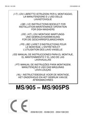 Mach MS/905PS Instructions Booklet For Installation Maintenance Operation