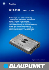 Blaupunkt GTA 290 Operating And Installation Instructions