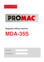 Promac MDA-35S Operator's Manual
