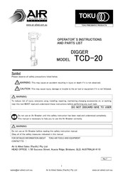 Air & Allied Sales TOKU DIGGER TCD-20 Operator Instructions Manual