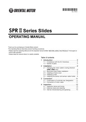 Oriental motor SPR II Series Operating Manual