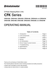 Oriental motor CFK Series Operating Manual