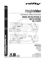 nifty Niftylift Heightrider HR15N Series Operating/Safety Instructions Manual
