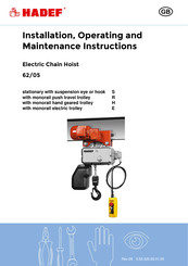 HADEF 62/05 S Installation, Operating And Maintenance Instructions For The Installer And The User