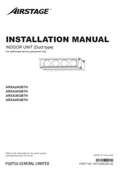 Fujitsu AIrstage ARXA30GBTH Installation Manual