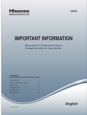 Hisense 32K26 Important Information Manual